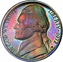 nickel 1972 Large Reverse coin