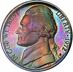 nickel 1972 Large Reverse coin