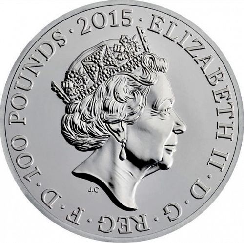 £100 Obverse Image minted in UNITED KINGDOM in 2015 (1971-up  -  Elizabeth II - Decimal Coinage)  - The Coin Database