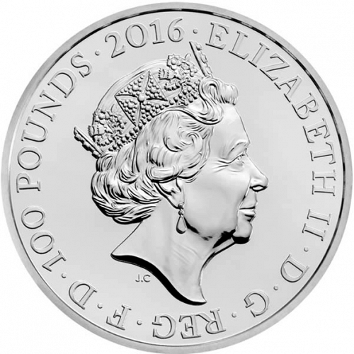 £100 Obverse Image minted in UNITED KINGDOM in 2016 (1971-up  -  Elizabeth II - Decimal Coinage)  - The Coin Database