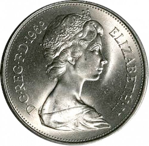 10p Obverse Image minted in UNITED KINGDOM in 1968 (1971-up  -  Elizabeth II - Decimal Coinage)  - The Coin Database