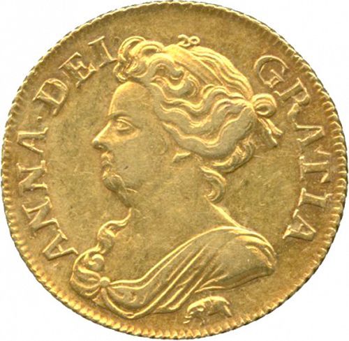 Guinea Obverse Image minted in UNITED KINGDOM in 1709 (1701-14 - Anne)  - The Coin Database