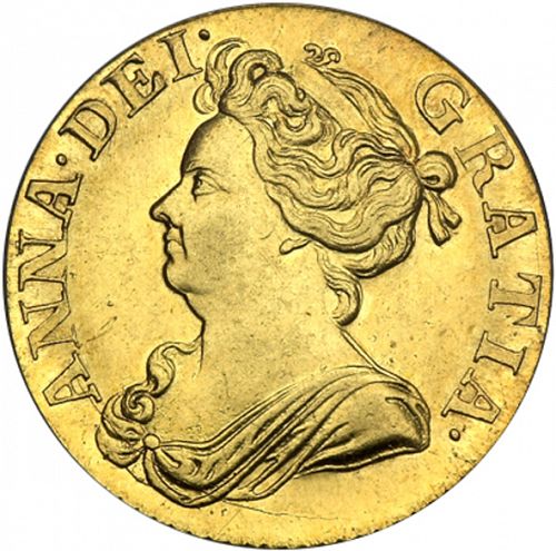 Guinea Obverse Image minted in UNITED KINGDOM in 1710 (1701-14 - Anne)  - The Coin Database