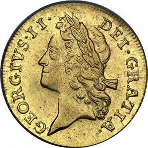 Guinea Obverse Image minted in UNITED KINGDOM in 1738 (1727-60 - George II)  - The Coin Database