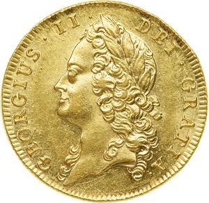 Guinea Obverse Image minted in UNITED KINGDOM in 1740 (1727-60 - George II)  - The Coin Database