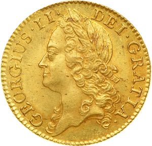Guinea Obverse Image minted in UNITED KINGDOM in 1745 (1727-60 - George II)  - The Coin Database