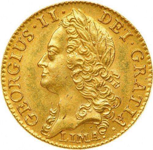 Guinea Obverse Image minted in UNITED KINGDOM in 1745 (1727-60 - George II)  - The Coin Database
