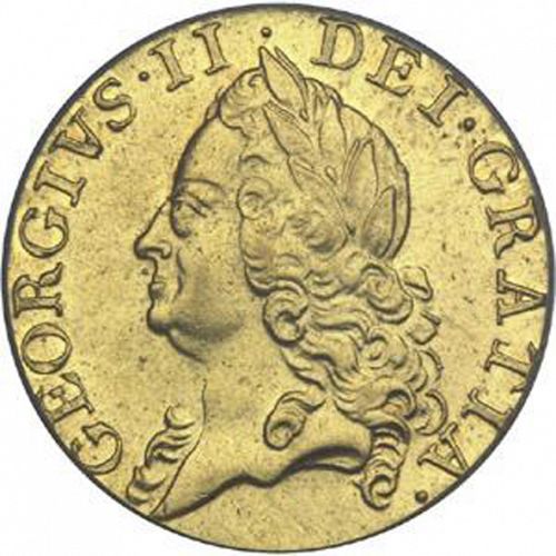 Guinea Obverse Image minted in UNITED KINGDOM in 1752 (1727-60 - George II)  - The Coin Database