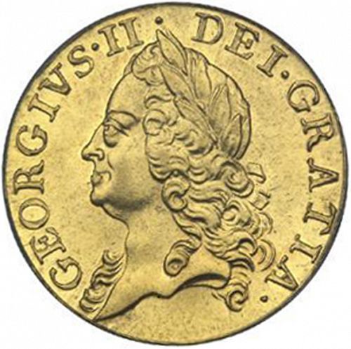 Guinea Obverse Image minted in UNITED KINGDOM in 1756 (1727-60 - George II)  - The Coin Database
