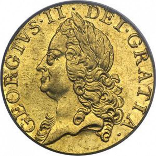 Guinea Obverse Image minted in UNITED KINGDOM in 1758 (1727-60 - George II)  - The Coin Database