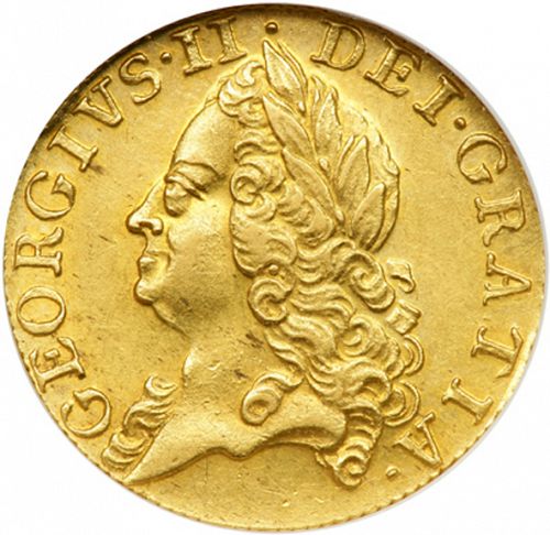 Guinea Obverse Image minted in UNITED KINGDOM in 1759 (1727-60 - George II)  - The Coin Database