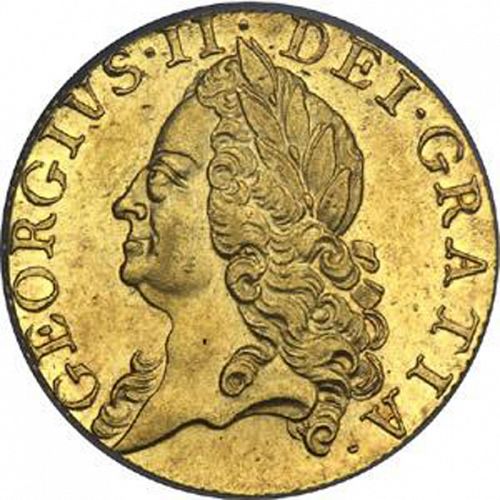 Guinea Obverse Image minted in UNITED KINGDOM in 1760 (1727-60 - George II)  - The Coin Database
