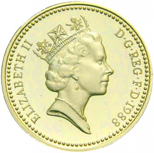 £1 Obverse Image minted in UNITED KINGDOM in 1988 (1971-up  -  Elizabeth II - Decimal Coinage)  - The Coin Database