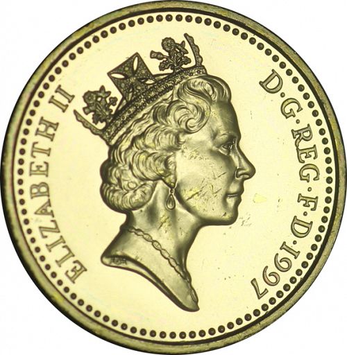 £1 Obverse Image minted in UNITED KINGDOM in 1997 (1971-up  -  Elizabeth II - Decimal Coinage)  - The Coin Database