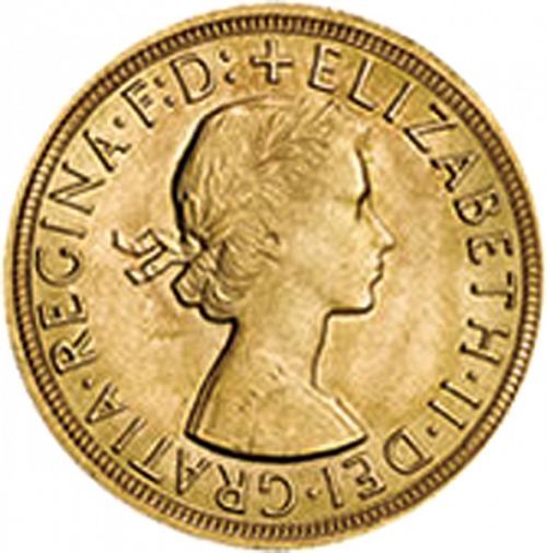 Sovereign Obverse Image minted in UNITED KINGDOM in 1953 (1953-up  -  Elizabeth II - Sovereign)  - The Coin Database