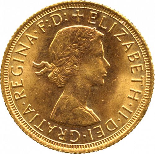 Sovereign Obverse Image minted in UNITED KINGDOM in 1964 (1953-up  -  Elizabeth II - Sovereign)  - The Coin Database