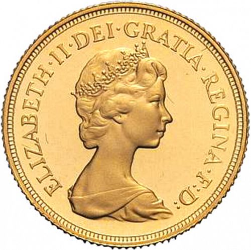 Sovereign Obverse Image minted in UNITED KINGDOM in 1980 (1953-up  -  Elizabeth II - Sovereign)  - The Coin Database