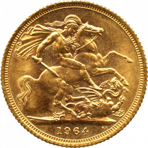 Sovereign Reverse Image minted in UNITED KINGDOM in 1964 (1953-up  -  Elizabeth II - Sovereign)  - The Coin Database