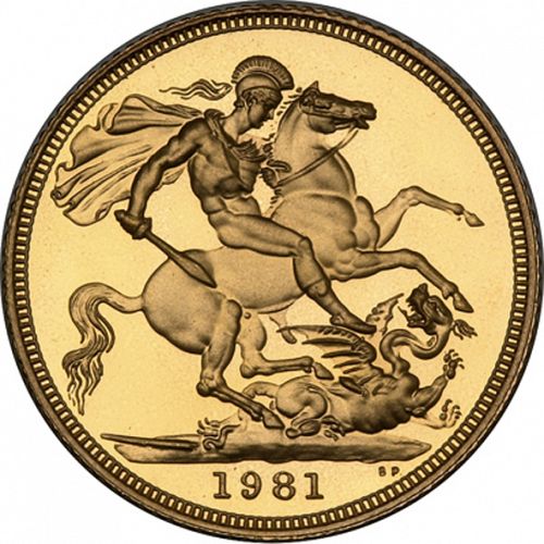 Sovereign Reverse Image minted in UNITED KINGDOM in 1981 (1953-up  -  Elizabeth II - Sovereign)  - The Coin Database
