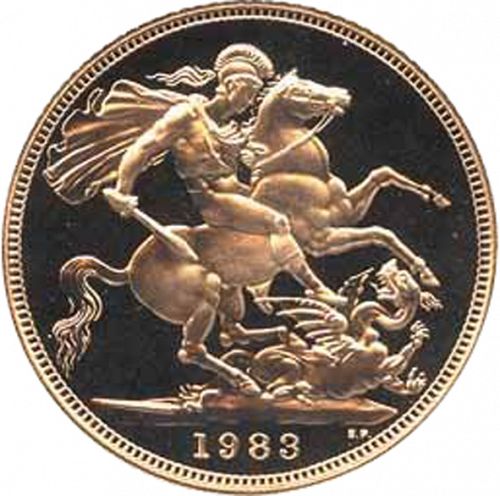 Sovereign Reverse Image minted in UNITED KINGDOM in 1983 (1953-up  -  Elizabeth II - Sovereign)  - The Coin Database