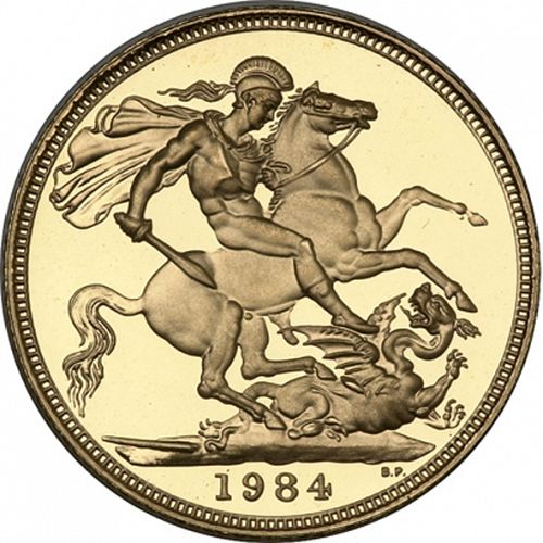 Sovereign Reverse Image minted in UNITED KINGDOM in 1984 (1953-up  -  Elizabeth II - Sovereign)  - The Coin Database