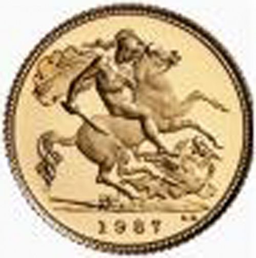 Sovereign Reverse Image minted in UNITED KINGDOM in 1987 (1953-up  -  Elizabeth II - Sovereign)  - The Coin Database