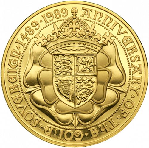 Sovereign Reverse Image minted in UNITED KINGDOM in 1989 (1953-up  -  Elizabeth II - Sovereign)  - The Coin Database