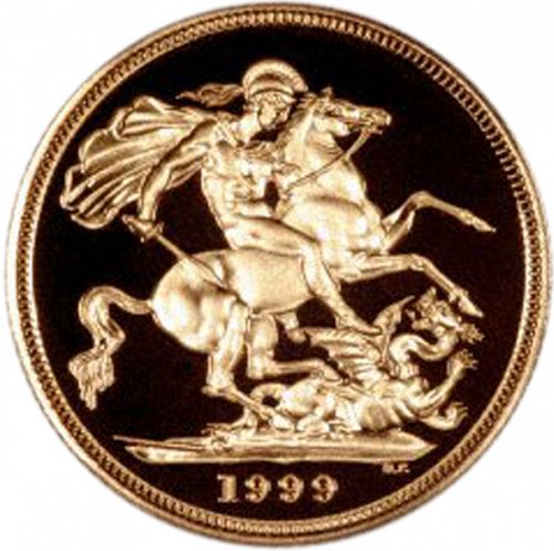 Sovereign Reverse Image minted in UNITED KINGDOM in 1999 (1953-up  -  Elizabeth II - Sovereign)  - The Coin Database