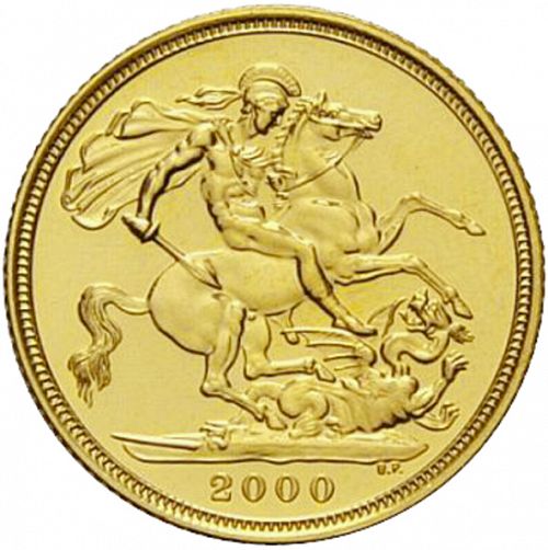 Sovereign Reverse Image minted in UNITED KINGDOM in 2000 (1953-up  -  Elizabeth II - Sovereign)  - The Coin Database
