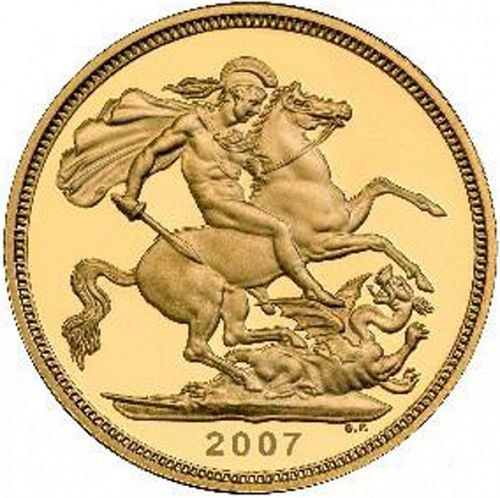 Sovereign Reverse Image minted in UNITED KINGDOM in 2007 (1953-up  -  Elizabeth II - Sovereign)  - The Coin Database