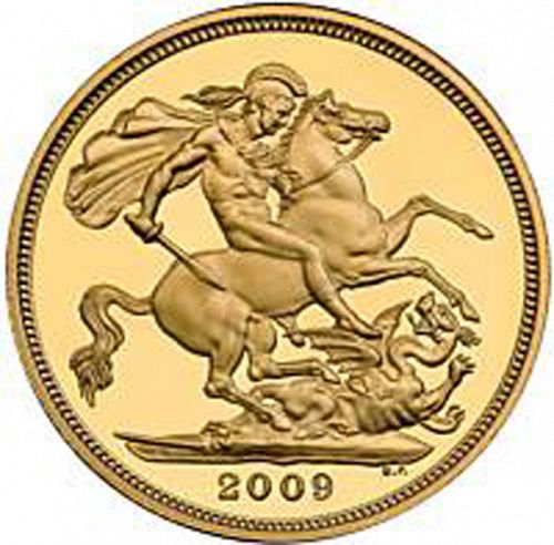 Sovereign Reverse Image minted in UNITED KINGDOM in 2009 (1953-up  -  Elizabeth II - Sovereign)  - The Coin Database