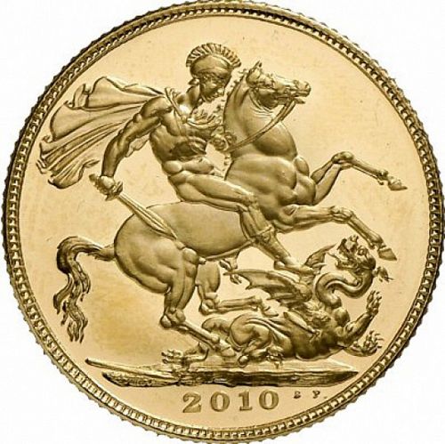 Sovereign Reverse Image minted in UNITED KINGDOM in 2010 (1953-up  -  Elizabeth II - Sovereign)  - The Coin Database