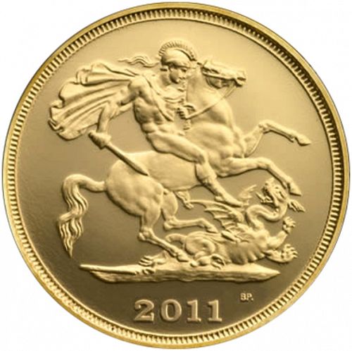 Sovereign Reverse Image minted in UNITED KINGDOM in 2011 (1953-up  -  Elizabeth II - Sovereign)  - The Coin Database