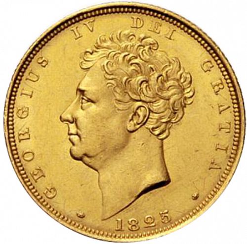 Sovereign Obverse Image minted in UNITED KINGDOM in 1825 (1820-30 - George IV)  - The Coin Database