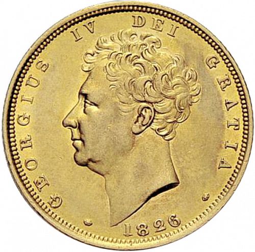 Sovereign Obverse Image minted in UNITED KINGDOM in 1826 (1820-30 - George IV)  - The Coin Database
