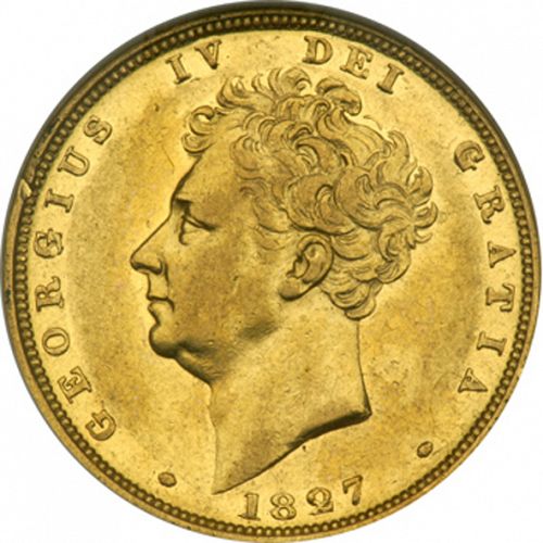 Sovereign Obverse Image minted in UNITED KINGDOM in 1827 (1820-30 - George IV)  - The Coin Database