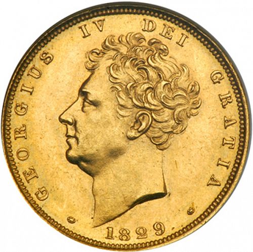 Sovereign Obverse Image minted in UNITED KINGDOM in 1829 (1820-30 - George IV)  - The Coin Database