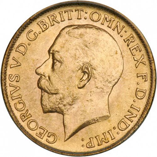 Sovereign Obverse Image minted in UNITED KINGDOM in 1913C (1910-36  -  George V)  - The Coin Database
