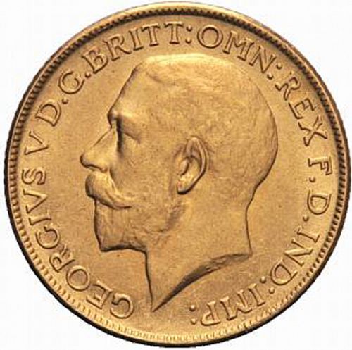 Sovereign Obverse Image minted in UNITED KINGDOM in 1915 (1910-36  -  George V)  - The Coin Database
