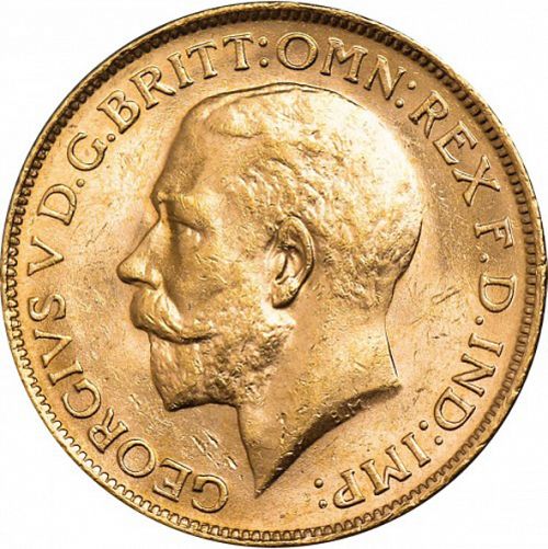 Sovereign Obverse Image minted in UNITED KINGDOM in 1915P (1910-36  -  George V)  - The Coin Database