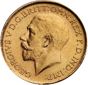 Sovereign Obverse Image minted in UNITED KINGDOM in 1915S (1910-36  -  George V)  - The Coin Database