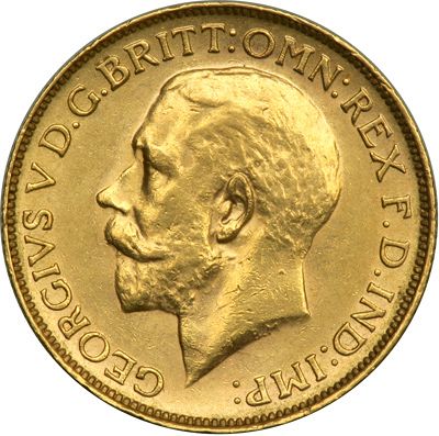 Sovereign Obverse Image minted in UNITED KINGDOM in 1917P (1910-36  -  George V)  - The Coin Database