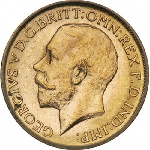 Sovereign Obverse Image minted in UNITED KINGDOM in 1918C (1910-36  -  George V)  - The Coin Database