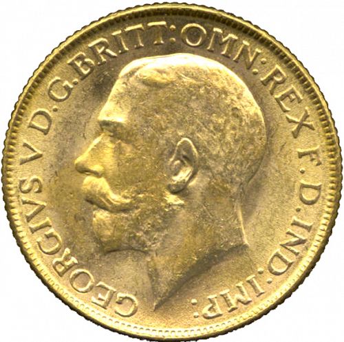 Sovereign Obverse Image minted in UNITED KINGDOM in 1918I (1910-36  -  George V)  - The Coin Database