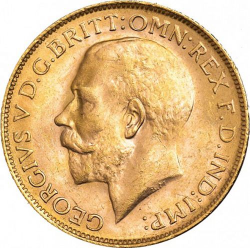 Sovereign Obverse Image minted in UNITED KINGDOM in 1918P (1910-36  -  George V)  - The Coin Database