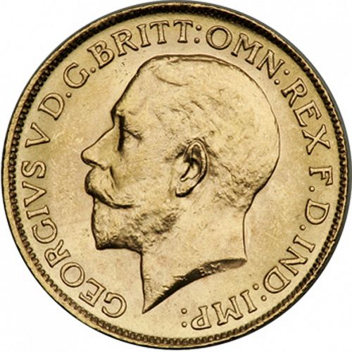 Sovereign Obverse Image minted in UNITED KINGDOM in 1919C (1910-36  -  George V)  - The Coin Database