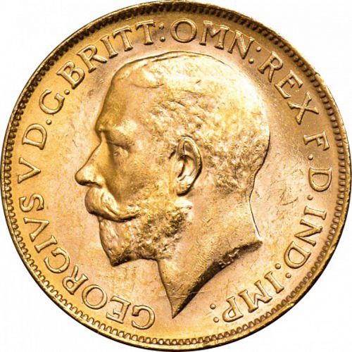 Sovereign Obverse Image minted in UNITED KINGDOM in 1919P (1910-36  -  George V)  - The Coin Database