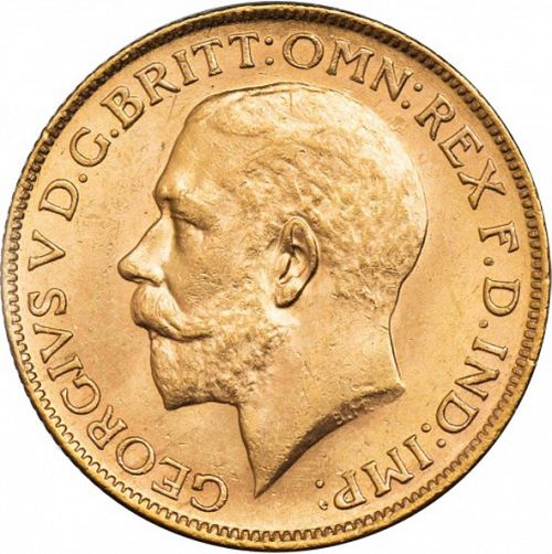 Sovereign Obverse Image minted in UNITED KINGDOM in 1922M (1910-36  -  George V)  - The Coin Database