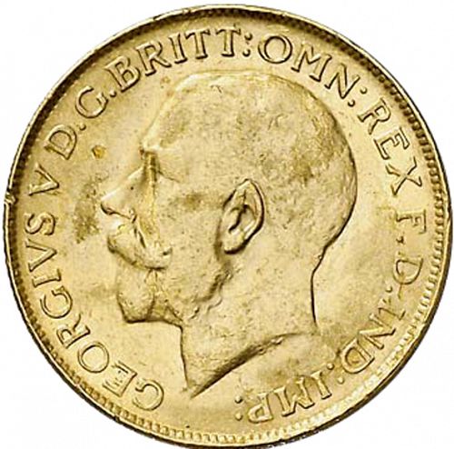 Sovereign Obverse Image minted in UNITED KINGDOM in 1922P (1910-36  -  George V)  - The Coin Database