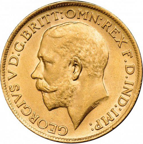 Sovereign Obverse Image minted in UNITED KINGDOM in 1922S (1910-36  -  George V)  - The Coin Database